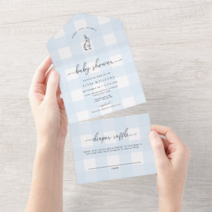 Chá de fraldas Coelho Azul Gingham