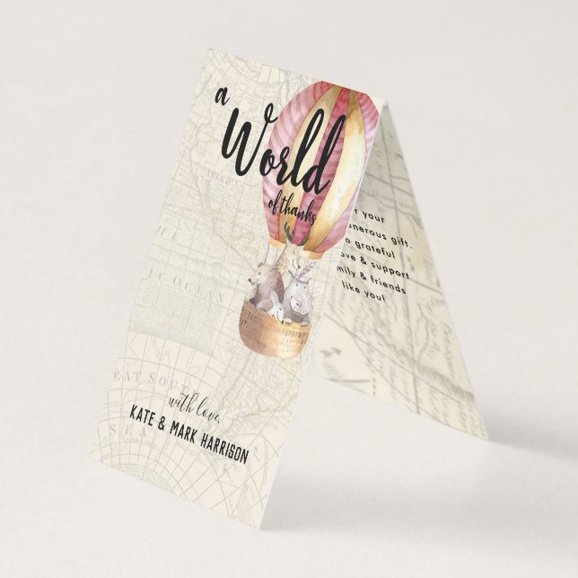 Chá de fraldas com viagem | Obrigado Nota (Frente)