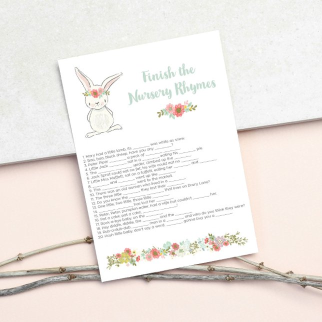 Chá de fraldas Concluir O Cartão De Jogo Rhymes De (Criador carregado)