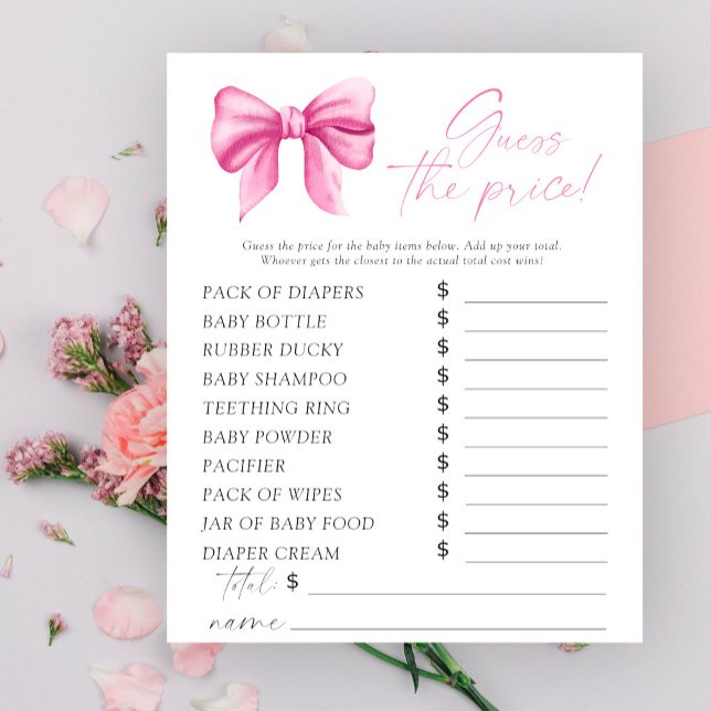 Chá de fraldas cor-de-rosa - Adivinha o jogo de pr (Criador carregado)