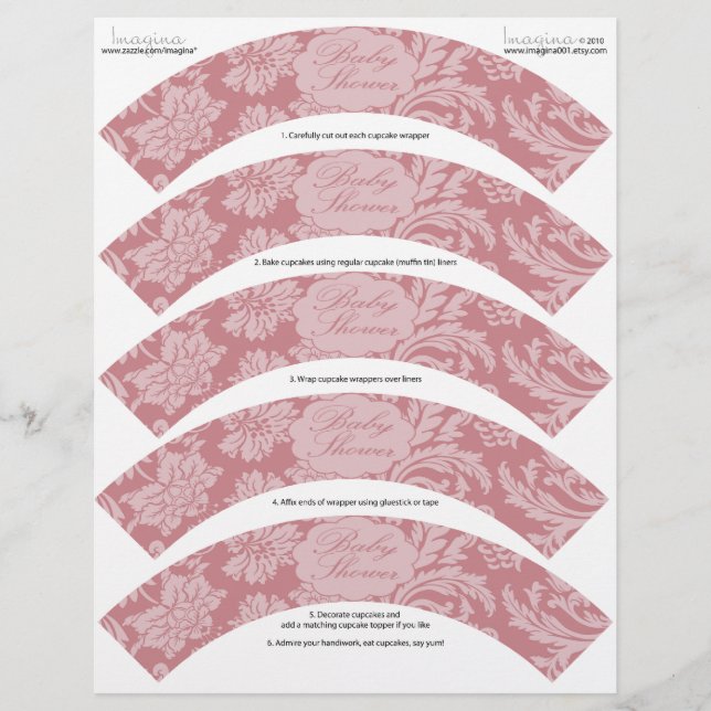 Chá de fraldas cor-de-rosa - Cupcake DIY (Frente)