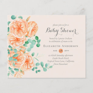 Chá de fraldas Coral Mint Floral Convida BUDGET