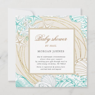 chá de fraldas costeiro de ouro de turquesa