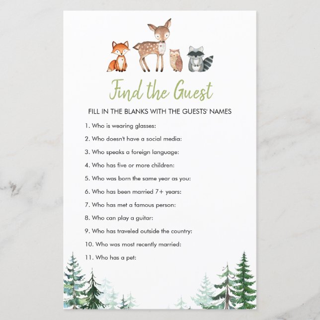 Chá de fraldas Da Floresta De Woodland, Encontre O (Frente)