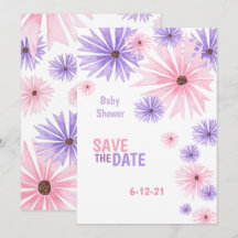 chá de fraldas d'água floral salvar cartão de data