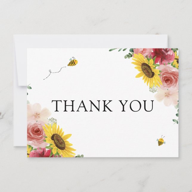 Chá de fraldas De Abelhas De Girassol Obrigado (Frente)