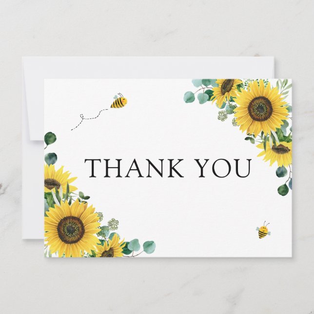 Chá de fraldas De Abelhas De Girassol Obrigado (Frente)