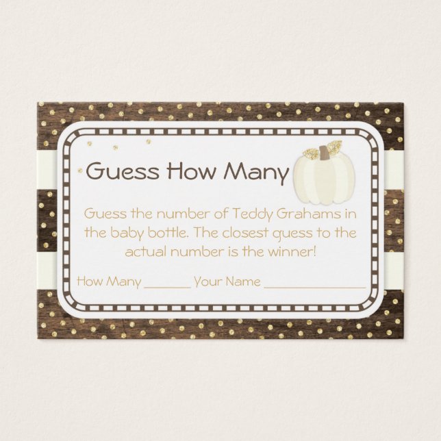 Chá de fraldas De Abóbora Adivinha Quantos, Madeir (Frente)