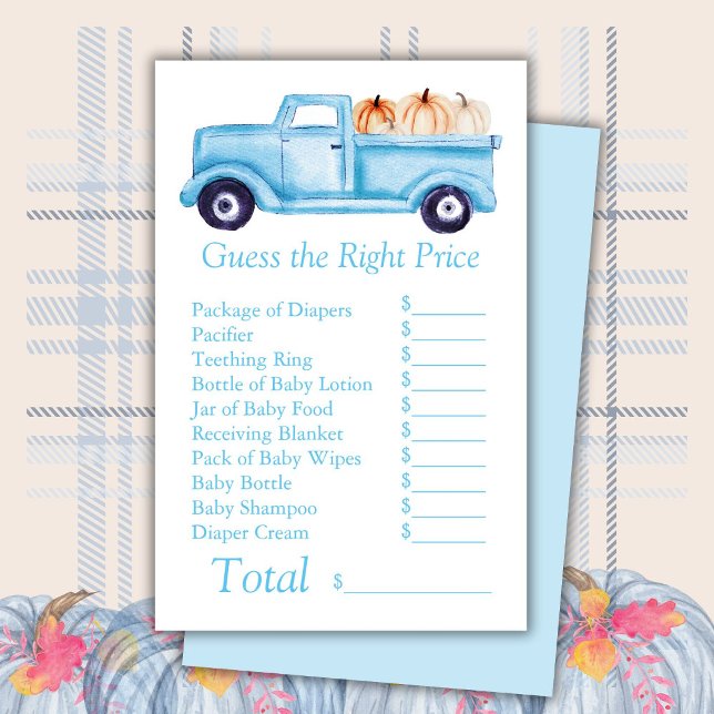 Chá de fraldas De Abóbora Azul Adivinha Preço Cert (Criador carregado)