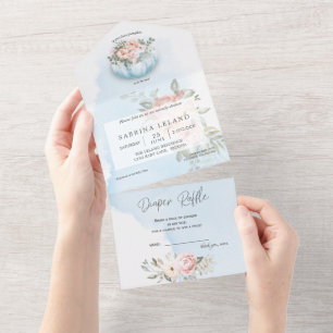 Chá de fraldas de Abóbora Azul Pálido Floral
