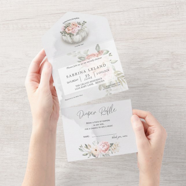Chá de fraldas de Abóbora Branca de Prata Floral d (Aba destacável)