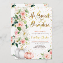 Chá de fraldas De Abóbora Convite Rosa Esbranquiça