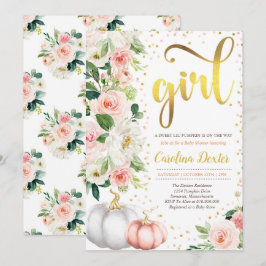 Chá de fraldas De Abóbora Convite Rosa Esbranquiça