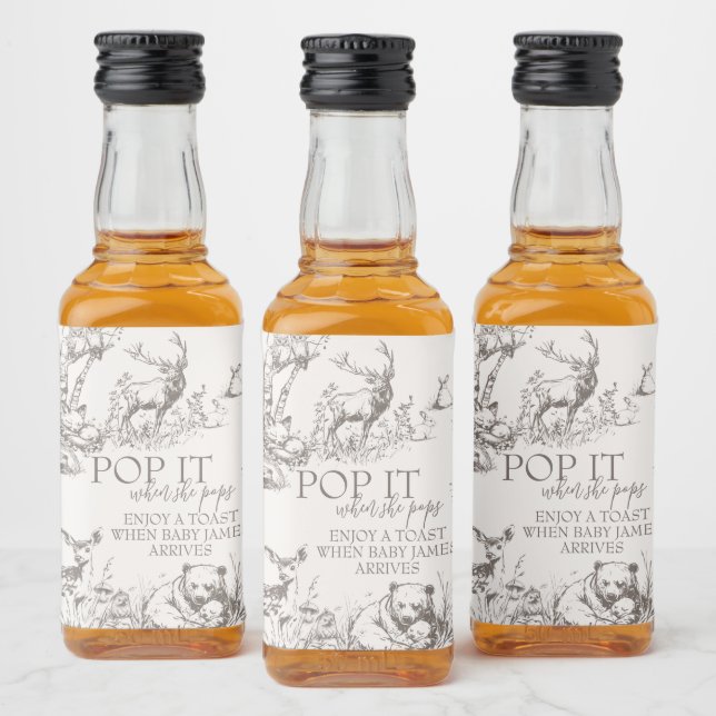 Chá de fraldas De Animais Da Floresta Obrigado (Garrafas)