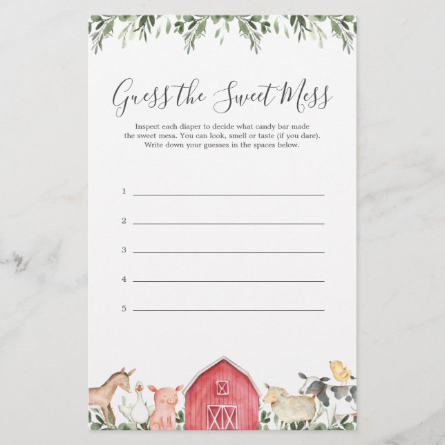 Chá de fraldas De Animais De Exploração Adivinha A (Frente)