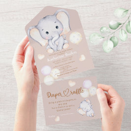 Chá de fraldas de aquarela de elefante bebê