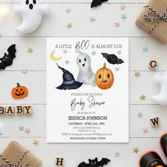 Chá de fraldas de Aquarela do Halloween Little Boo (Criador carregado)