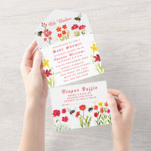 Chá de fraldas de Aquarela Floral de Bumble Cute