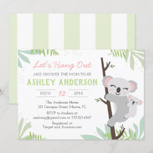 Chá de fraldas de Baby Girl Koala Convite