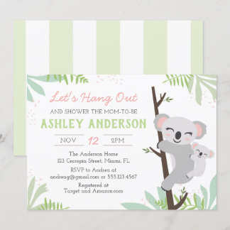 Chá de fraldas de Baby Girl Koala Convite