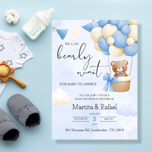 Chá de fraldas De Balão De Convite De Urso Cortado
