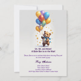 Chá de fraldas de Balão de Urso de Teddy Convite p