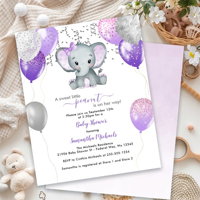 CHÁ DE FRALDAS de Balões de Elefantes Bonitos (BUDGET Cute Elephant Girl Balloons Baby Shower)