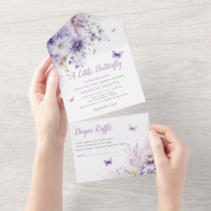 Chá de fraldas de Boho Purple Floral Butterfly