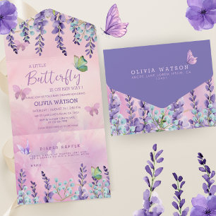 Chá de fraldas de Borboleta Floral Rosa Púrpura