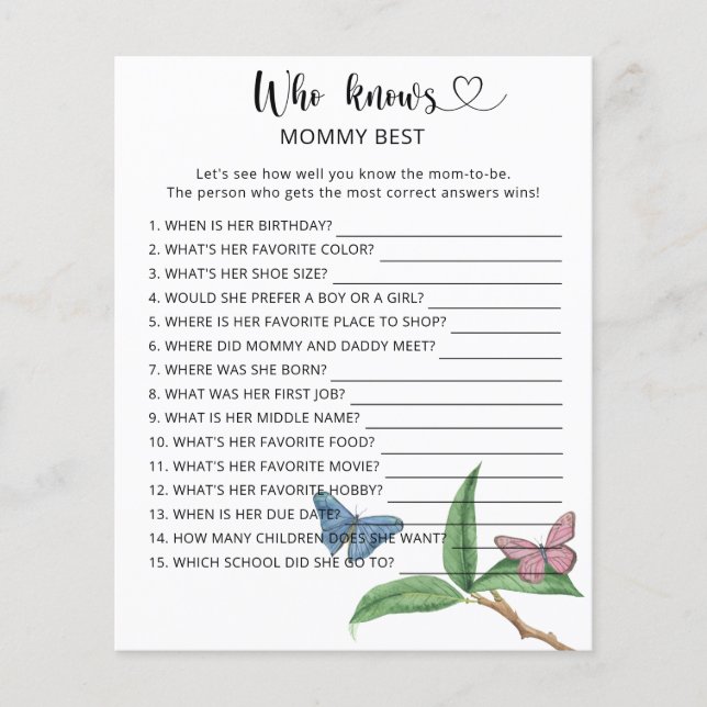 Chá de fraldas de borboletas, que conhece melhor a (Frente)