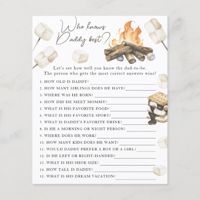 Chá de fraldas de Campfire - Game Who know pai bes (Frente)