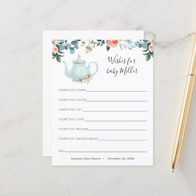 Chá de fraldas de chá deseja o bebê (Frente/Verso In Situ)