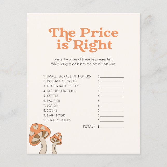 Chá de fraldas De Cogumelo Bonito - Jogo - Adivinh (Frente)