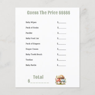 Chá de fraldas de cogumelo Itens do bebê adivinham