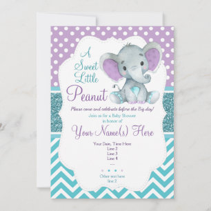 Chá de fraldas de Convite para Elefante Roxo