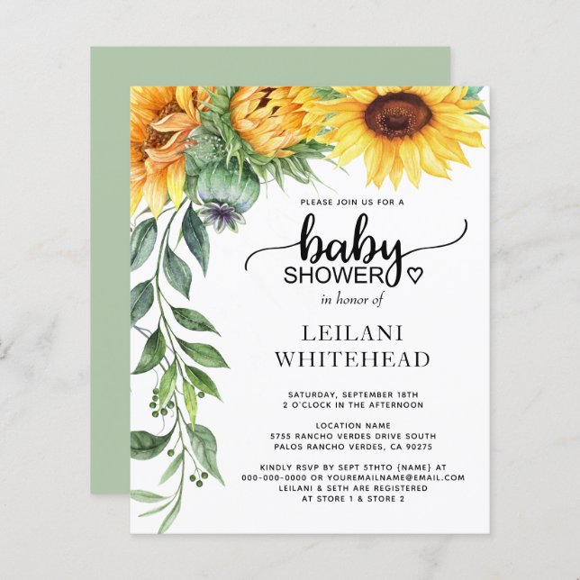 Chá de fraldas de Cores de Cores de Girassol (Frente/Verso)