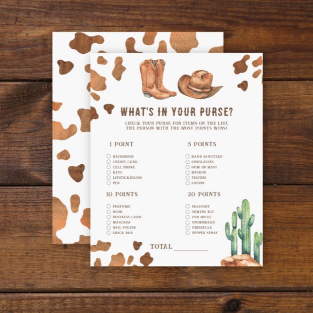 Chá de fraldas de cowboy - O que há na sua bolsa? (Criador carregado)