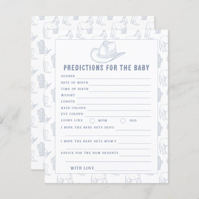 Chá de fraldas de cowboy - previsões e conselhos p (Frente/Verso)