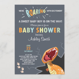 Chá de fraldas de dinossauro convite Dino Baby Boy