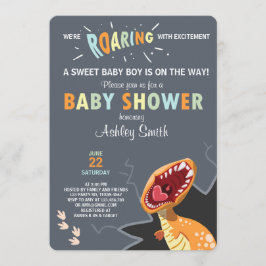 Chá de fraldas de dinossauro convite Dino Baby Boy