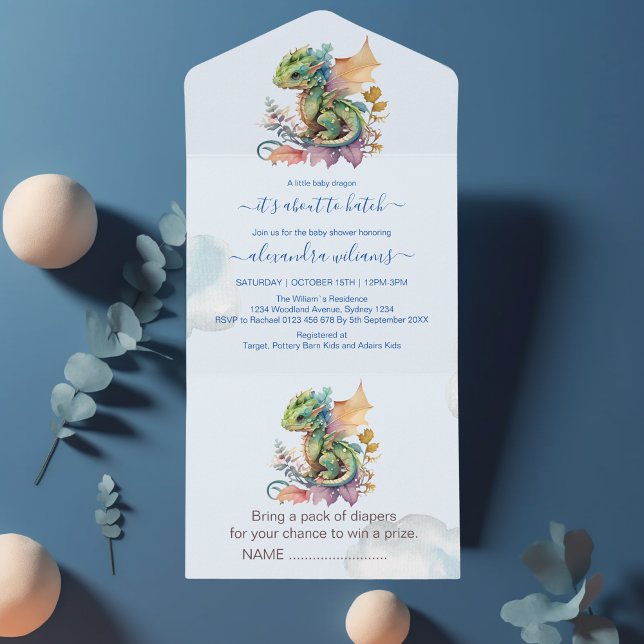 Chá de fraldas de Dragão Teal Azul Whimsical (Criador carregado)
