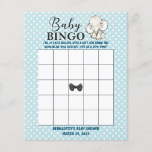Chá de fraldas de Elefante Azul Bingo