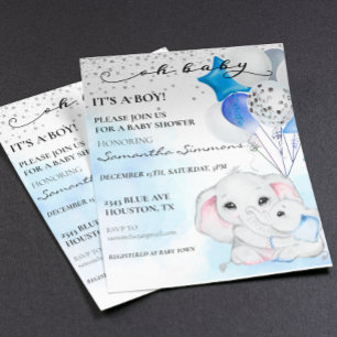 Chá de fraldas de Elefante Azul É um Balão de Meni