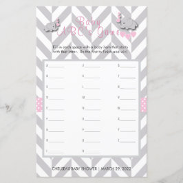 Chá de fraldas de Elefante Rosa e Cinza - Jogo da