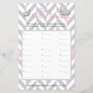 Chá de fraldas de Elefante Rosa e Cinza - Jogo da 