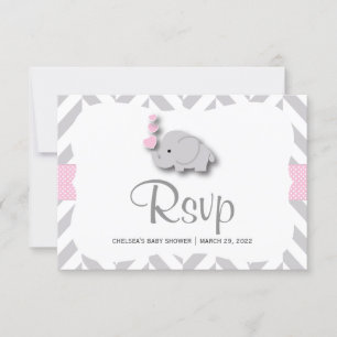 Chá de fraldas de Elefante Rosa e Cinza - RSVP