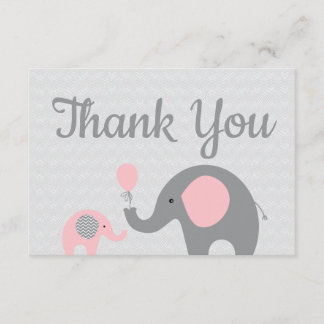 Chá de fraldas De Elefante Rosa Obrigado Cartões P
