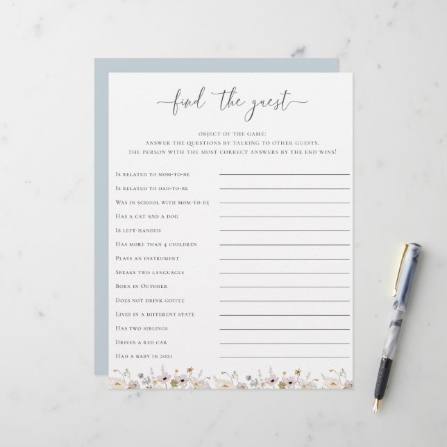 Chá de fraldas De Flor Selvagem Encontra O Jogo Co (Frente/Verso In Situ)