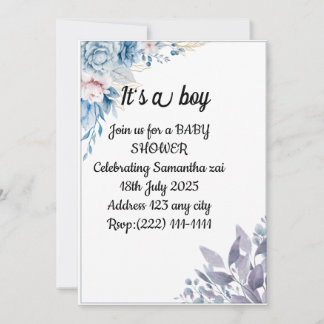 Chá de fraldas de Flores Azuis de Aquarela Convite
