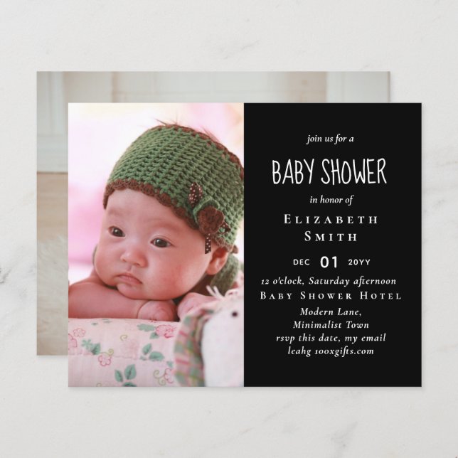 CHÁ DE FRALDAS de fotos do ORÇAMENTO Obrigado (Frente/Verso)